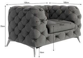 Fotoliu gri cu tapițerie din catifea Chelsea – Ropez