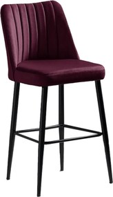 Set 2 scaune bar VENTO, rosu/negru, stofa catifelata/metal, 49x45x99 c
