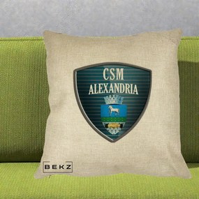 Perna Personalizata CSM Alexandria Fotbal, 40x40 cm, Crem, Husa Detasabila, Perna Inclusa, BEKZ®