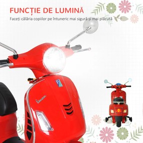 HOMCOM Motocicletă Electrică pentru Copii, 6V cu Muzică, Lumini și Sunete, 102x50,5x75,5 cm, Roșu | Aosom Romania