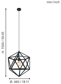 Eglo 49762 - Corp de iluminat pendul EMBLETON 1xE27/60W