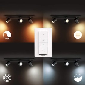 Spot LED dimabil Philips Hue RUNNER 3xGU10/4,2W/230V negru + telecomandă
