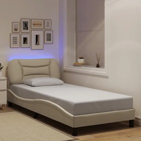 vidaXL Cadru de pat cu LED fără saltea cremă 80x200 cm țesătură
