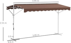 Outsunny Markiză autoportantă, cu înclinare reglabilă, manivelă, cadru metalic, rezistentă la intemperii, 4x3 m, cafea | Aosom Romania