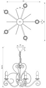 Lustră pe lanț MAURO 5xE14/60W/230V