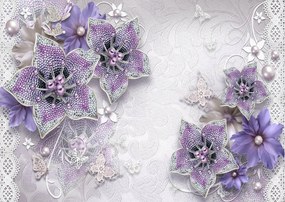 Fototapet 3D, Flori violet pe un fundal alb Art.05088