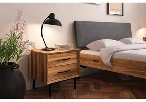 Pat matrimonial din lemn de stejar cu tăblie tapițată 140x200 cm Abises 1 - The Beds