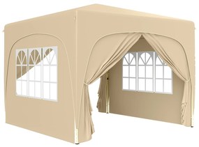 Outsunny Pavilion Barnum Cort pliant pentru recepții 3 x 3 x 2,73 m cu ferestre + Geantă de transport nisip | Aosom Romania