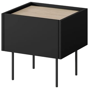 Măsuță de noptieră cu sertar Desin 45 cm 1S - negru mat / Stejar nagano