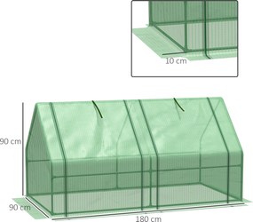 Outsunny Mini Seră Portabilă cu Uși Mari cu Fermoar și Acoperiș din PE pentru Protecție Împotriva Apei/UV, 180x90x90 cm, Verde | Aosom Romania
