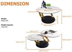Masuta de cafea rotunda alb, auriu, negru modern DEPRIMO 11785 by Deprimo