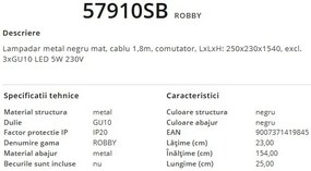 Lampadar / lampa de podea design modern Robby negru 57910SB GL