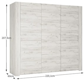 Set dormitor, (dulap, pat 160x200, 2x noptiera), alb craft, ANGEL