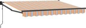 vidaXL Cort electric retractabil Portocaliu, Gri și Albastru 3,5 x 2 m