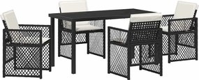 vidaXL Set de masă pentru grădină 5 pcs Negru poliratan
