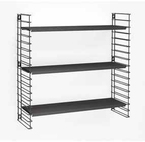 Etajeră cu 3 rafturi Metaltex Libro, negru, lățime 70 cm