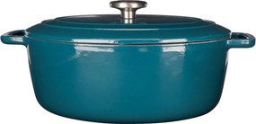 Oală fontă emailată ovală cu capac 6,0 L Verde Heron Fontestic Cosy &amp; Trendy 7170884