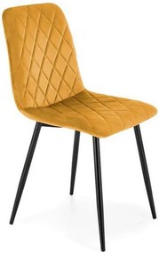 Scaun K525, galben/negru, stofa catifelata/metal, 45x55x89 cm