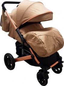 Carucior nou nascuti 2 in 1 BABY CARE™ PRO 512, Cu geanta bebe inclusa, Suspensii, Cadru aluminiu Gold, Maner reversibil, Spatar reglabil in 5