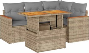 vidaXL Set canapele de grădină cu perne 5 piese bej poliratan/acacia