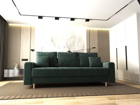 Canapea extensibilă dumonde cu ladă de depozitare si sezut confortabil din spuma high-density, Kronos Euphoria Verde 210x100 cm