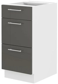 Dulap inferior de bucătărie Lavera 40 D 3S BB QUADRO (Alb + Luciu gri). 1032410