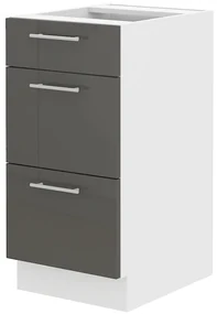 Dulap inferior de bucătărie Lavera 40 D 3S BB QUADRO (Alb + Luciu gri). 1032410