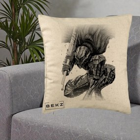 Perna Personalizata Berserk Guts Armor of Darkness Manga, 40x40 cm, Bej, Husa Detasabila, Perna Inclusa, BEKZ®