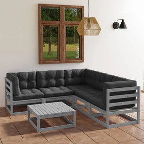 3076551 vidaXL Set mobilier de grădină cu perne, 6 piese, lemn masiv de pin