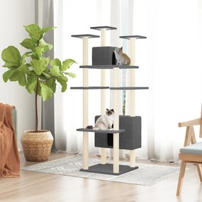 vidaXL Ansamblu de pisici, stâlpi din funie sisal, gri închis, 162 cm