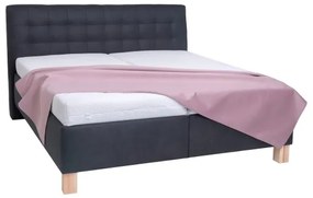 Pat tapițat VIOLET 160 x 200 cm cu saltea și spațiu de depozitare, antracit