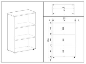 Dulap mediu SimpleOffice 80 x 40 x 120 cm, cireș