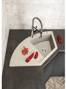 Sapho - Chiuvetă de colț pentru bucătărie 114x57,5 cm granit/bej