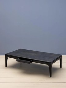 Măsuță de cafea din lemn de mango, negru, finisaj satinat, 142×76×38 cm, „Upsilon"
