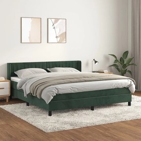 3131096 vidaXL Pat box spring cu saltea, verde închis, 180x200 cm, catifea