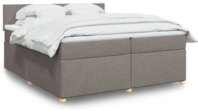 vidaXL Pat box spring cu saltea, gri taupe, 200x200 cm, textil