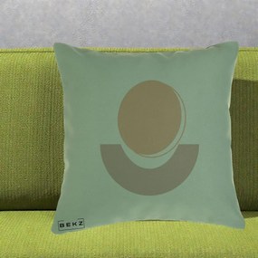 Perna Decorativa Geometric Boho Luna si Disc, 40x40 cm, Verde, Husa Detasabila, Perna Inclusa, BEKZ®