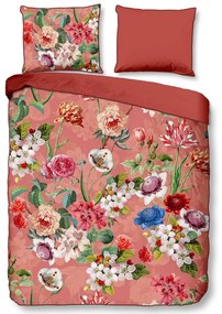 Lenjerie de pat portocalie din bumbac satinat pentru pat dublu, extinsă 240x220 cm Amalia – Descanso