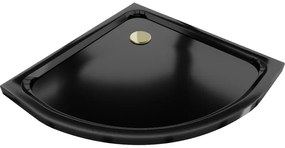 Mexen Flat cădiță semi-rotundă slim 100 x 100 cm, negru, sifon auriu - 41701010G