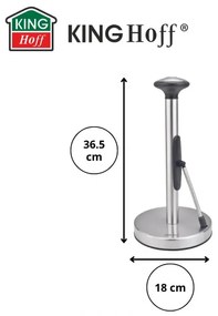 Suport pentru hartie de bucatarie Kinghoff KH 1955, 36,5 cm, Otel inoxidabil, Argintiu