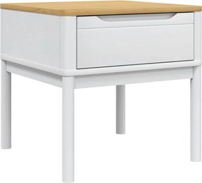 vidaXL Măsuță de veioză FLORO alb 55x55x54 cm lemn masiv pin