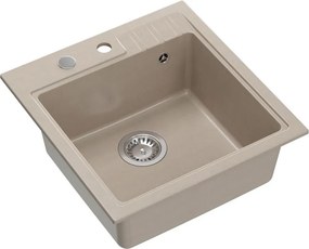 Chiuveta compozit incastrata Quadron Pop Peter 110 bej - inox 50x52 cm