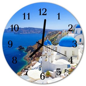 Ceas de perete din sticla rotund Santorini Santorini albastru