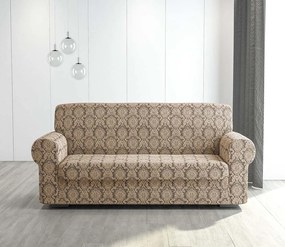 Husa elastica pentru canapea 3 locuri, fara volanas, model Jacquard, Cappuccino