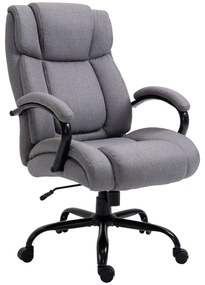 Vinsetto Scaun de birou, Scaun de șef ergonomic, Scaun de birou căptușit cu brațe, Scaun rotativ cu înălțime reglabilă și funcție de legănare, aspect de in, rezistent până la 220 kg, Gri deschis | Aosom Romania