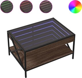 vidaXL Măsuță de cafea cu LED infinity, stejar maro, 70x50x38 cm