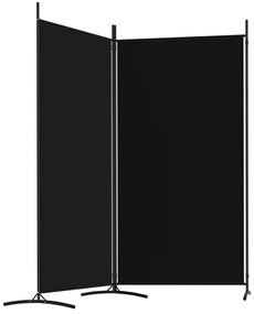 Paravan de camera cu 2 panouri, negru, 175x180 cm, textil