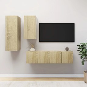 vidaXL Set dulapuri TV, 4 piese, stejar sonoma, lemn prelucrat
