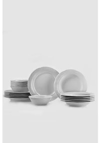 Set de veselă, 18 piese, din porțelan, alb
