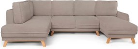 Colțar taupe extensibil/cu spațiu de depozitare cu tapițerie din catifea reiată (cu colț pe partea stângă/în formă de "U") Tori – Bonami Selection